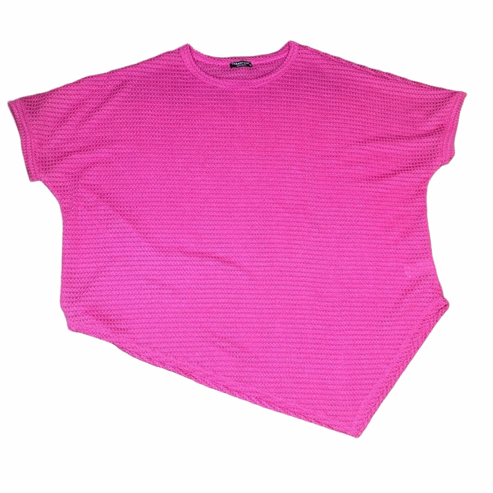 NWOT Heimish Hot Pink Asymmetrical Blouse Size Small